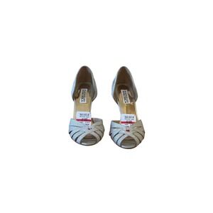 Badgley Mischka‎ Women's Heels 7M Evening Event Party Open Toe Pearl Silver NWOB